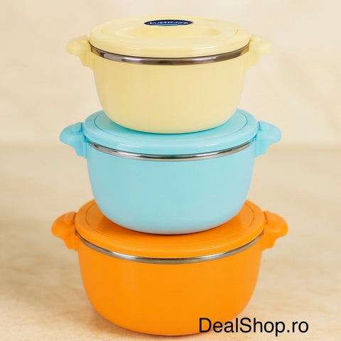 Set 3 caserole termice Heinner Art of Dining – 2 litri 4 litri și 6 Litri mențin temperatura mâncărurilor calde sau reci