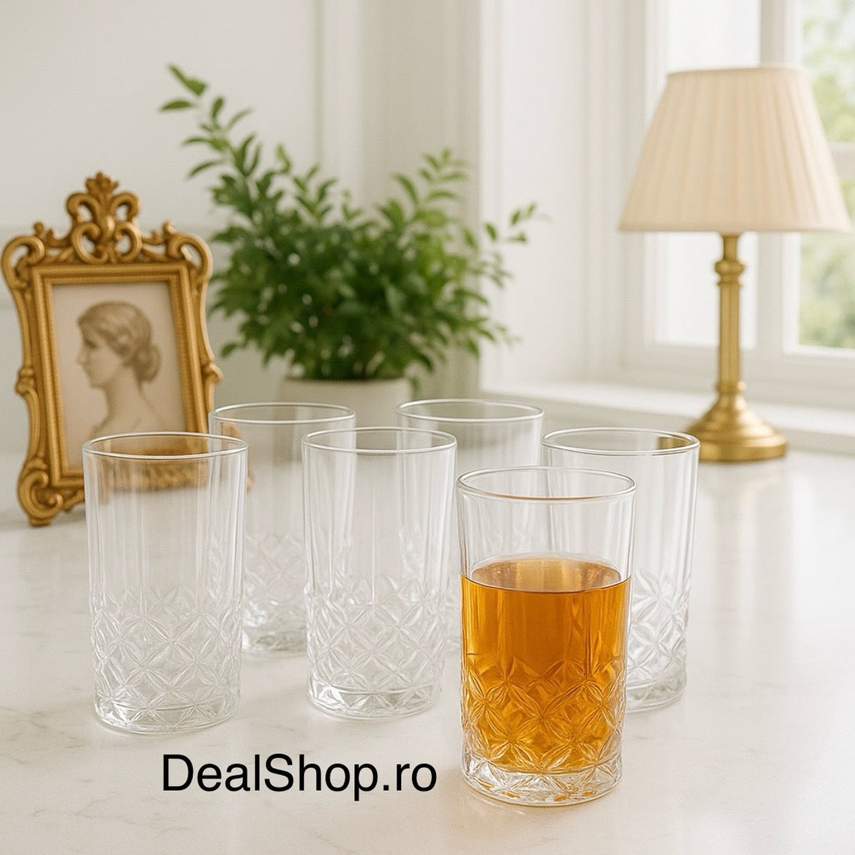 Set 6 Pahare Sticlă Kaveh 330 ml – Design Elegant, Ideal pentru Apă, Suc sau Cocktail