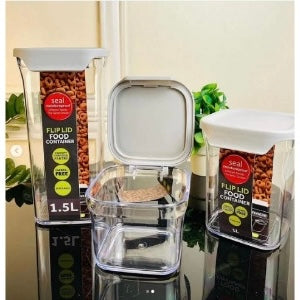 Set 3 Recipiente Cutii Alimentare din Plastic cu Capac Etanș 500 ml 1 litru și 1.5 litri Pastrare Cereale și Alimente