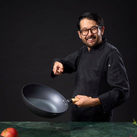 Tigaie wok cu capac Cooking by Heinner Samurai Gourmet by Rikito Watanabe invelis ceramic inductie 26 x 7.5 cm