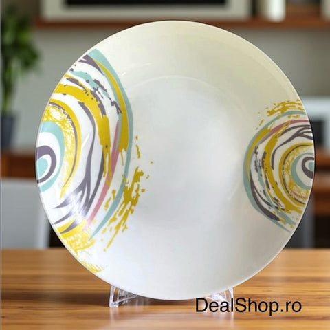 Serviciu de masa Spiral din opal pentru 6 persoane,18 piese design modern rezistent și elegant