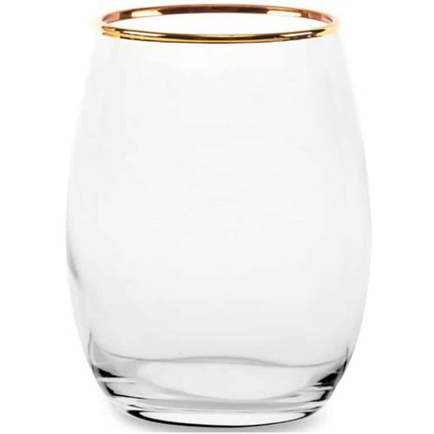 Set 6 pahare Amber Gold 350 ml – margine auriu, sticla premium eleganta