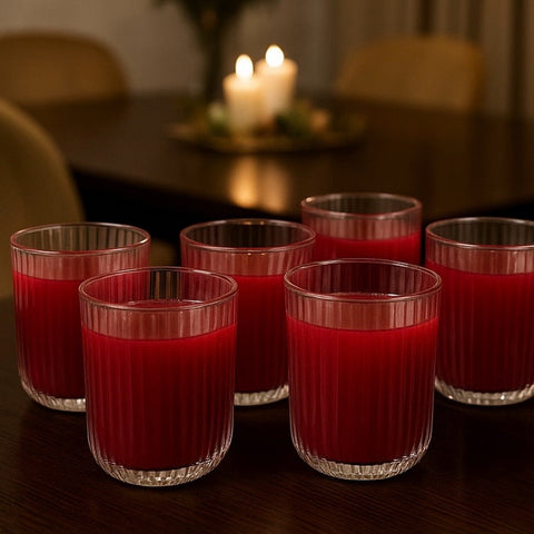 Set 18 Pahare din Sticlă Mansoura Alex 250 ml Design Modern cu Textură în Dungi CADOUL PERFECT