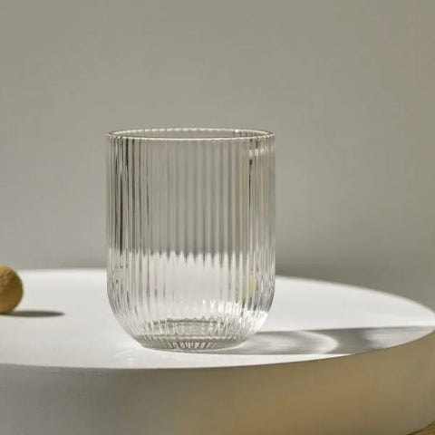Set 18 Pahare din Sticlă Mansoura Alex 250 ml Design Modern cu Textură în Dungi CADOUL PERFECT