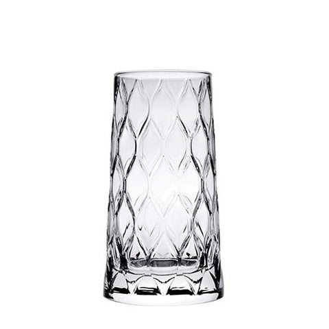 Set 12 pahare înalte Leafy, 345 ml – sticla groasa transparenta design elegant cu model în relief