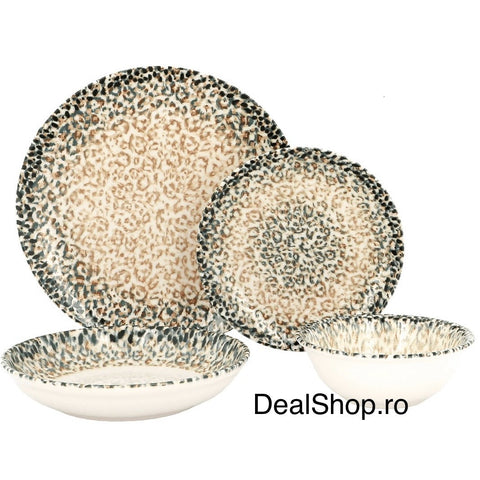 Serviciu 12 persoane de masă din porțelan 48 piese Leopard Print  design modern și elegant 05