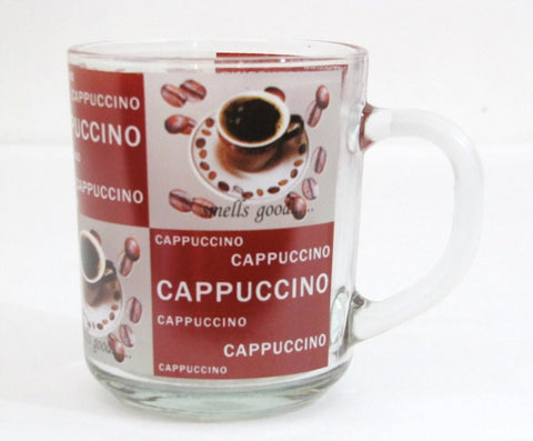 Set 6 cani capuccino Coffe din sticla transparenta 200 ml