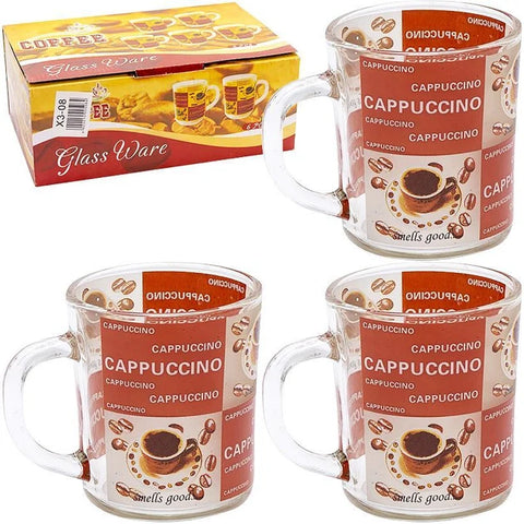 Set 6 cani capuccino Coffe din sticla transparenta 200 ml