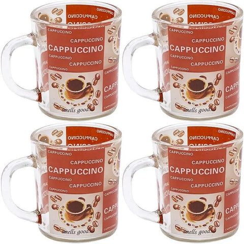 Set 6 cani capuccino Coffe din sticla transparenta 200 ml