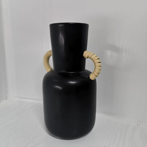 Vaza decorativa Raja, finisaj negru 22 x 9 cm