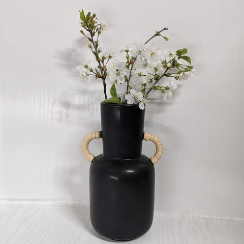 Vaza decorativa Raja, finisaj negru 22 x 9 cm