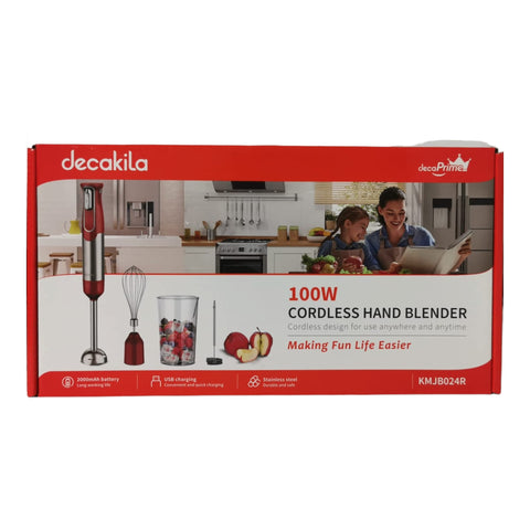Blender si mixer cu baterie 4 in 1 rosu-inox Decakila
