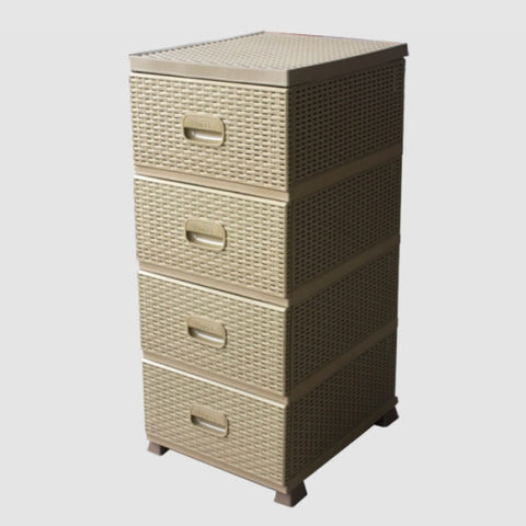 Dulap pentru depozitare 4 sertare Model Ratan Bej 38x45x90 cm Organizare Eleganta și Practica