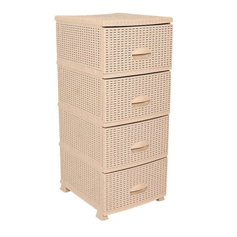 Dulap pentru depozitare 4 sertare Model Ratan Bej 38x45x90 cm Organizare Eleganta și Practica