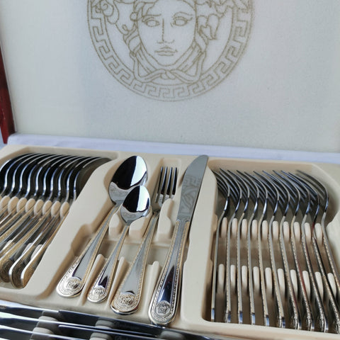 Set tacamuri pentru 12 persoane Versace otel inoxidabil 72 piese Bachmayer BM 7882 Cadoul perfect