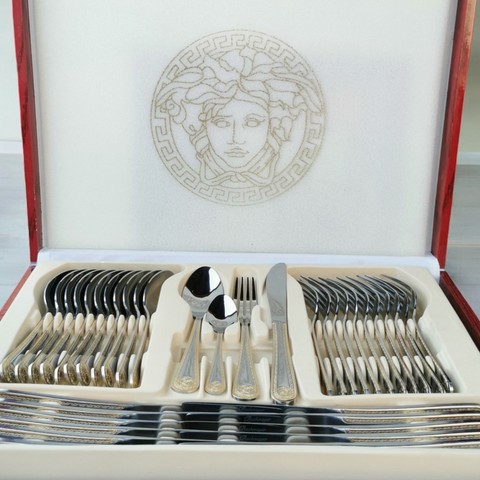 Set tacamuri pentru 12 persoane Versace otel inoxidabil 72 piese Bachmayer BM 7882 Cadoul perfect