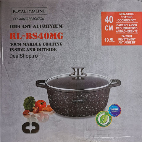 Cratita 19.5 litri cu învelis de marmura  Royalty Line RL-BS40M Premium Ideala pt dulceata zacusca și preparate în cantitate mare