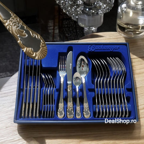 Set tacamuri 6 persoane 24 piese 6 linguri 6 furculițe 6 cutite și 6 lingurite Bachmayer BM 2460 Cadoul perfect