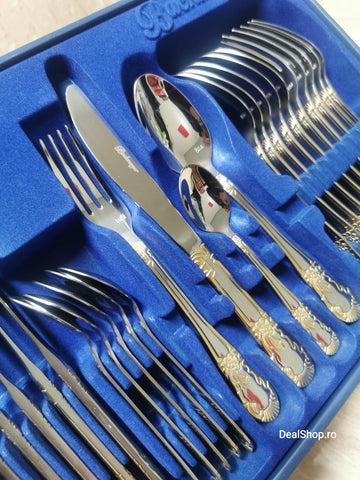 Set tacamuri 6 persoane 24 piese 6 linguri 6 furculițe 6 cutite și 6 lingurite Bachmayer BM 2460 Cadoul perfect