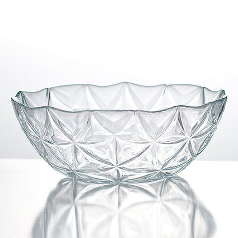 Bol din sticlă Estrella 24 cm 2.54 litri – design elegant în relief, ideal pentru salate fructe și servire rafinată