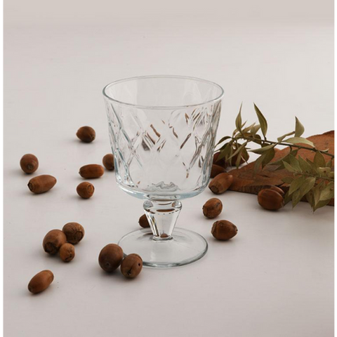 Set 12 pahare cocktail Leafy, 270 ml – sticlă groasa transparentă, design elegant cu model în relief