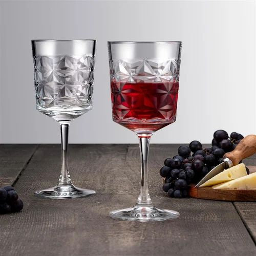 Set 12 Pahare Estrella 340 ml – Sticlă elegantă cu picior, design geometric pentru vin, apă sau cocktail