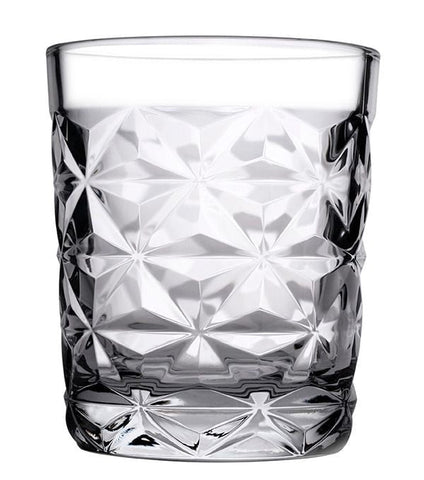 Set 4 Pahare Estrella 305 ml – Sticlă groasă cu design geometric elegant ideale pentru whisky, apă sau cocktailuri