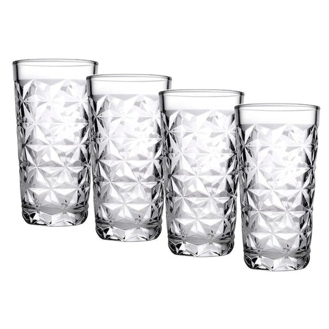 Set 4 Pahare Estrella 290 ml – Sticlă elegantă cu model geometric, ideale pentru apă, suc sau vin alb