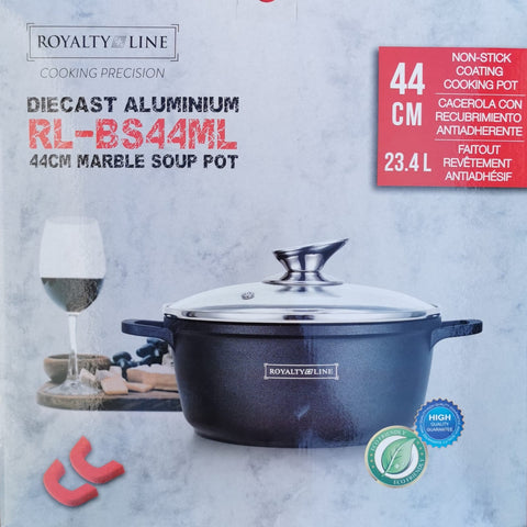 Cratita mare Royalty Line RL-BS44ML 44 cm 24 litri interior marmorat capac sticla ideală pentru zacusca gem