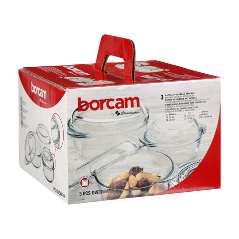 Set 3 vase din yena cu capac rotunde – Borcam, 0,84 litru 1,5 litri si 2,1 litri 159021
