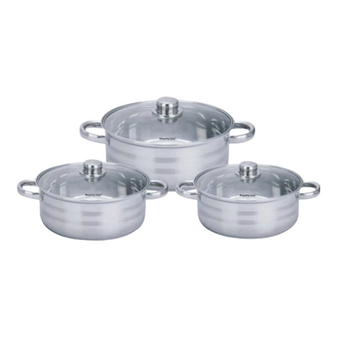 Set 3 cratite inox cu capace, 5,8L, 7,3L, 9,1L, Royalty Line RL-SP6