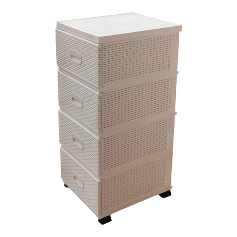 Dulap depozitare 4 sertare Ratan alb 38x45x90 cm dulap ratan