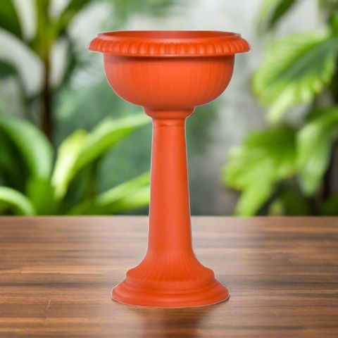 Ghiveci cu picior inalt maro 32 cm, H 63 cm Amfora terasa curte gradina