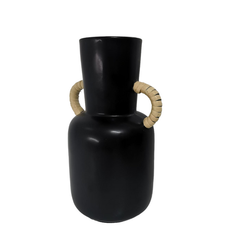 Vaza decorativa Raja, finisaj negru 22 x 9 cm