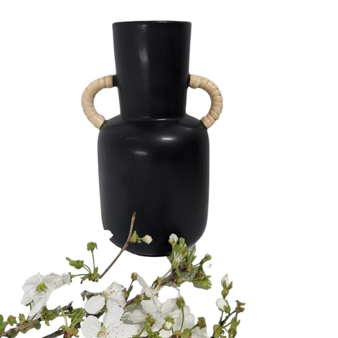 Vaza decorativa Raja, finisaj negru 22 x 9 cm