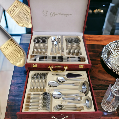 Set tacamuri otel inoxidabil pentru 12 persoane 72 piese Bachmayer BM 7883 Versace CADOUL PERFECT