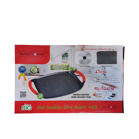 Plita tigaie gratar antiaderenta cu manere detasabile 47 x 29 cm Ideala pentru Inductie Royalty Line