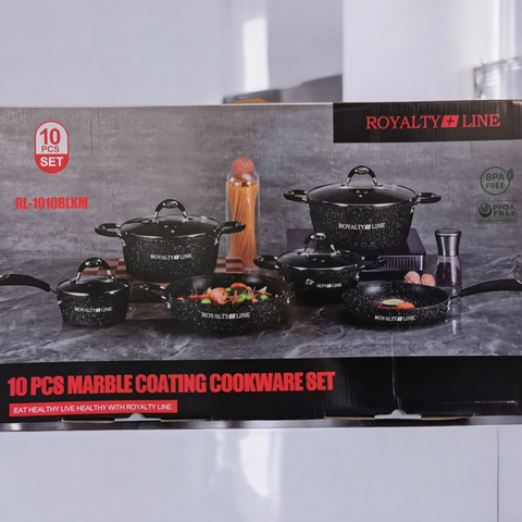 Set cratite 10 piese Royalty Line Invelis Marmura Negru Arta bucatariei