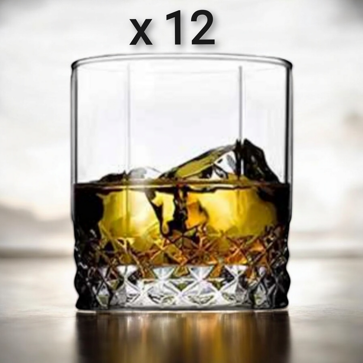 Set 12 pahare sticla Whisky 315 ml Pasabahce Valse evenimente