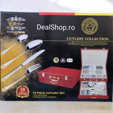 Set tacamuri pentru 12 persoane Versace otel inoxidabil 72 piese Bachmayer BM 7882 Cadoul perfect