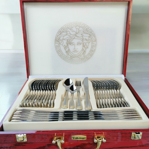 Set tacamuri pentru 12 persoane Versace otel inoxidabil 72 piese Bachmayer BM 7882 Cadoul perfect