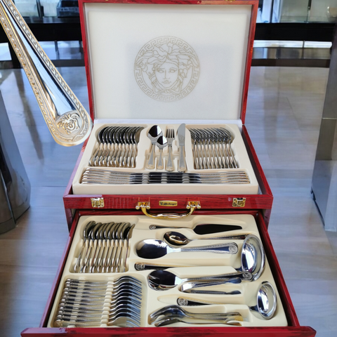 Set tacamuri pentru 12 persoane Versace otel inoxidabil 72 piese Bachmayer BM 7882 Cadoul perfect