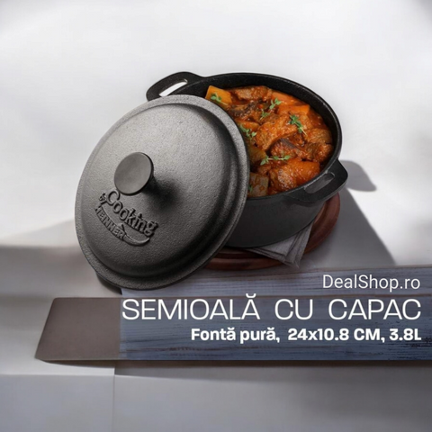 Cratita 3.8 litri fonta pura cu capac Cooking Heinner gateste traditional sanatos si gustos