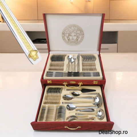 Set tacamuri pentru 12 persoane Versace 72 piese otel inoxidabil Bachmayer BM 7881 Cadoul perfect