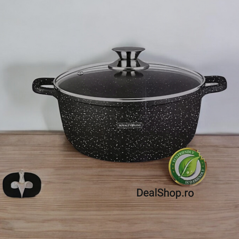 Cratita mare Royalty Line RL-BS44ML 44 cm 24 litri interior marmorat capac sticla ideală pentru zacusca gem