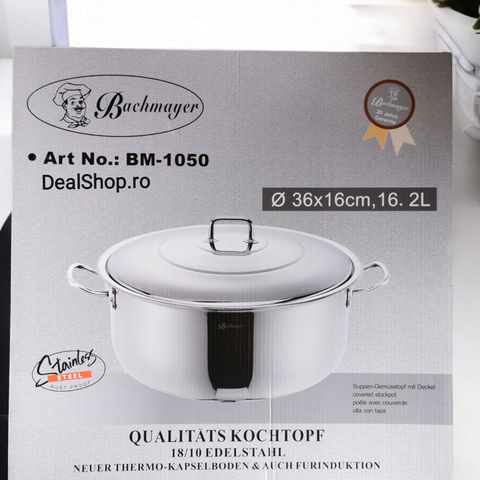 Cratită din Inox 16,2 Litri Bachmayer 36 x 16 cm Perfectă pentru Gatitul în Cantitati Mari