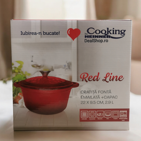 Cratita 2.9 litri fonta emailata Cooking by Heinner Red Line 22 x 9,5 cm gatit sanatos sanatos traditional