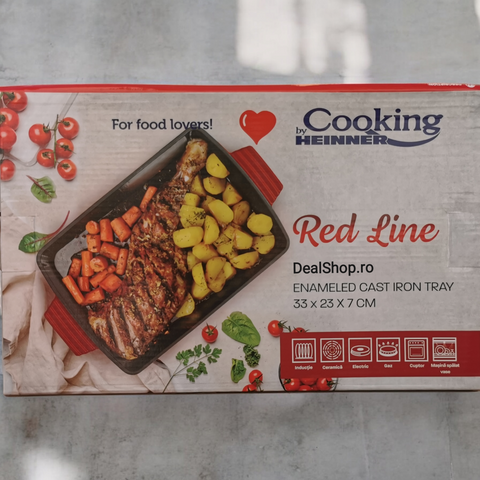 Tava fonta cuptor 33x23x7 Cm tava friptura RED LINE COOKING BY HEINNER gateste sanatos