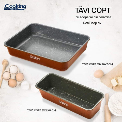 Tava cuptor cu acoperire ceramică Cooking by Heinner 35x26x7 cm Coacere Uniforma si Sanatoasa