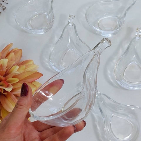 Set de 6 boluri din sticla in forma de para 15 x 9 x 4,5 cm eleganta si originalitate pentru masa ta